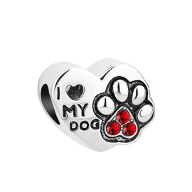 SBI Jewelry Women Heart Paw Print Charm for Bracelet Birthstone Dangle for gift Pendant Sister Mom Daughter Family Niece Best Friend Granddaughter Wife BFF Birthday Anniversary