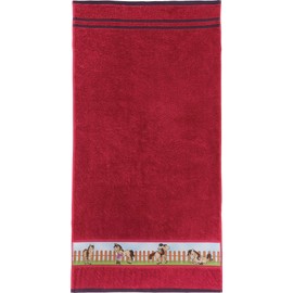 Erwin Müller Children's Hand Towel Terry Cloth Red Size 50 x 100 cm with Horse Motif on Border Soft Skin 100% Cotton