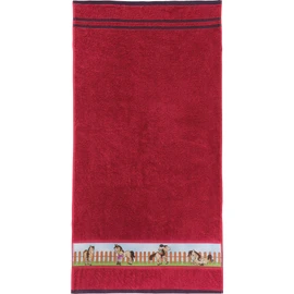 Erwin Müller Children's Hand Towel Terry Cloth Red Size 50 x 100 cm with Horse Motif on Border Soft Skin 100% Cotton