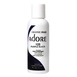 Adore Semi-Permanent Haircolor #125 Purple Black 4 Ounce (118ml) (Pack of 3)