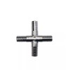 Apex 3/8” Barbed Stainless Steel Cross Tee Food Grade Liquid/ Co2