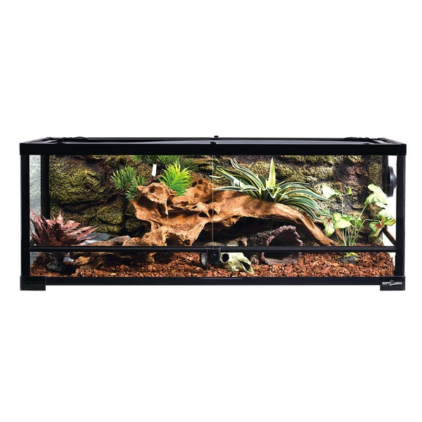 REPTI ZOO Full Glass 35 Gallon Reptile Tank, Front Opening Wide & Low Reptile Terrarium 36" x 18"x 12" for Lizard Gecko Tortoise Snake, Top Screen Ventilation & Anti Escape Lid