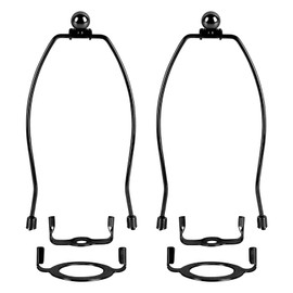 Filltown 8 Inch Lamp Harp 2 Set, Detachable Lamp Shade Holder for Table and Floor Lamps with Finial, Lamp Shade Harp with 3/8 Standard Saddle and 42mm Saddle Base for E26/E27 Socket, Black