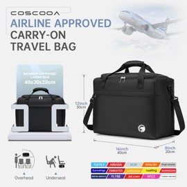 COSCOOA 40x30x20 cm Travel Bag, Lightweight Personal Item Bag for Airlines,16x12x8 inch Carry on Luggage,25L Foldable Travel Duffel Bag for Women Men,Waterproof Weekender Overnight Hospital Bags