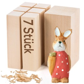 COOZEE Basswood Carving Blocks, 7 Pieces Wooden Blocks for Carving, Carving Template Soft Basswood, Carving Set Wood Blanks for Turning and Wood Carving with Carving Template Carving Wood