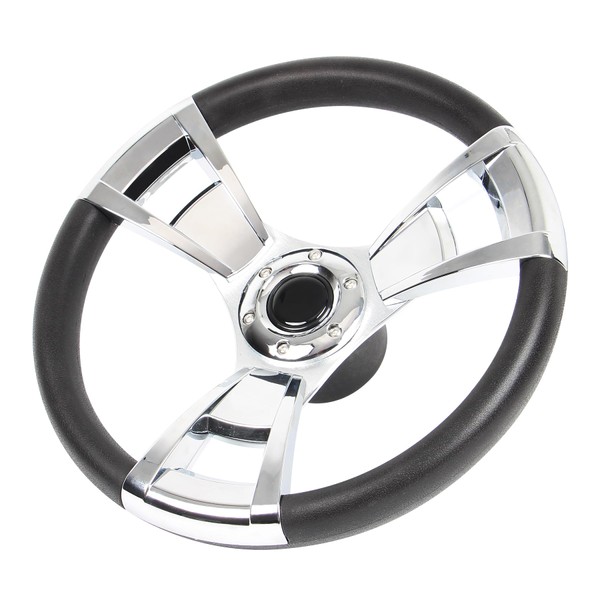 YEHICY 13.8 Inch Boat Steering Wheel Glossy Polished Aluminum Spokes，3/4