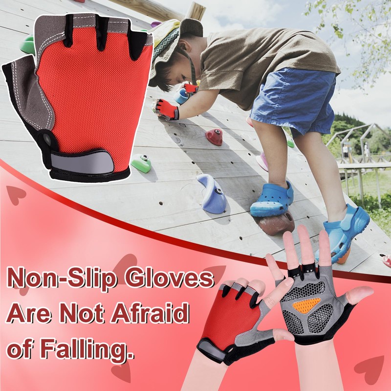 CubePlug Kids Boy Girl Cycling Climing Half Finger Gloves GEL