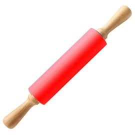 HONGLIDA 15-inch Silicone Rolling Pin for Baking, Stainless Steel Roller, Non-stick Surface and Comfortable Wood Handles