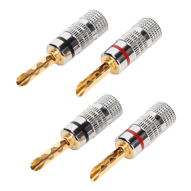 2 Pairs BFA Banana Plug 4mm Gold Plated Brass Serrated