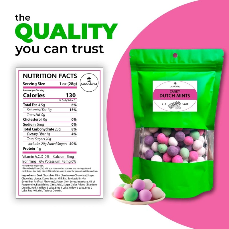 WOODCHA Dutch Mints Candy, Chocolate Covered Mints, Holland Candy, Party