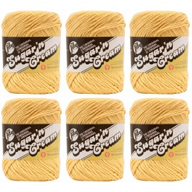 Bulk Buy: Lily Sugar'n Cream Yarn 100% Cotton Solids and Ombres (6-Pack) Medium #4 Worsted (Country Yellow Solid)