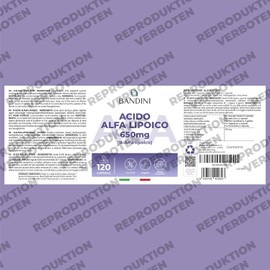 Bandini® Alpha Lipoic Acid (Alpha Lipoic Acid) 650 mg Depot | 120 High Dose Vegan Capsules | Natural Antioxidant | High Bioavailability | Helps with Inflammation | 4 Month Supply | Laboratory Tested