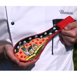 Cleminson Hand-Painted Spanish Ceramic Spoon Rest | Tuscan Farmhouse or Picasso Style Design | Cooking Holder for Spatulas, Spoons, Tongs, Ladles | Tea Bag Dish (Picasso Style House)