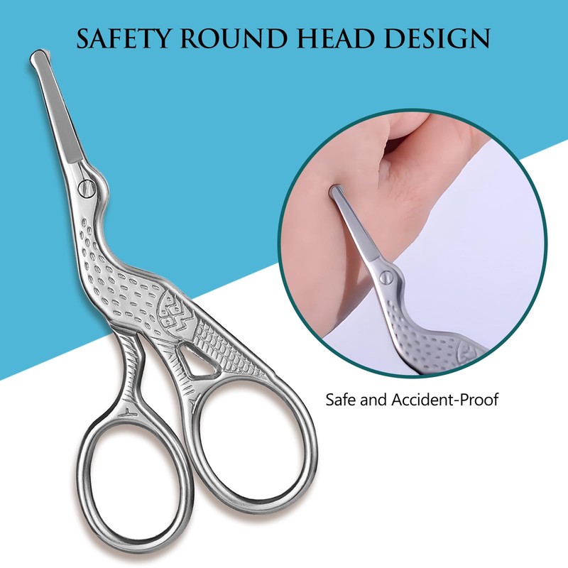 2-Pack Curved & Rounded Stork Scissors, Stainless Steel Professional Beauty