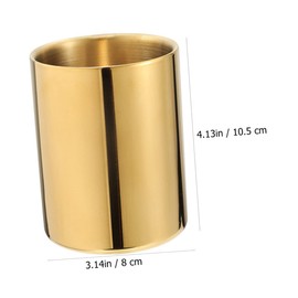 SHOWERORO Stainless Fountain Pen Holder Stationery Holder Pen Pencil Holder Stationery Storage Holder Pencil Container Pen Container Makeup Tools Organizer Golden Stainless Steel