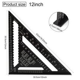 Carpenter Square 2 Pack 12" and 7" 45 90 Degree Reinforced Triangle Angle Gauge Metric Versatile