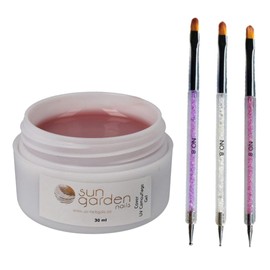 Sun Garden Nails UV Classic Cover Make Up Builder Gel 30 ml with Designer Nail Brush 2 in 1 - Camouflage Builder Gel and Gel Brush with Dotting Tool