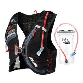 USWE Rush 8L Bike Hydration Vest, Adjustable Chest Straps Running Hydration Vest, 2.0L Hydration Bladder, Mountain Biking, Gravel & Cycling with Reflective Details, Men & Women (Blue/Black, L)