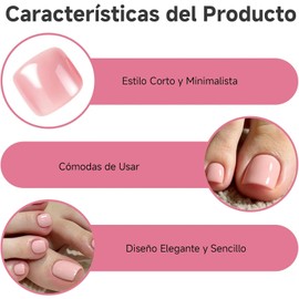 24Pcs Uñas Postizas para Pies, Uñas Press On Cortas Francesas