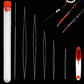 QinfanVi 5 Sizes Stainless Steel Sewing Needles,Big Eye Beading Needle,Collapsible Beading Needles,Bead Threader for Jewellery Making Supplies and Craft (with Storage Box and Scissors)