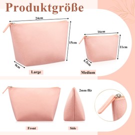 Xuniea Pack of 2 Felt Cosmetic Bag Travel Blanks for Plotting Bag Women's Makeup Bag Cosmetic Bag Pencil Case Multifunctional Felt Bag for Christmas Mother's Day Valentine's Day, Pink leather, Fashion