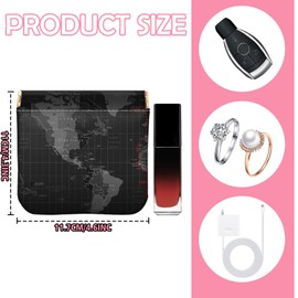 Cabreche 2 PCS Coin Purse Pouch Small Squeeze Soft PU Leather Mini Wallet Change Bag Cute Aesthetic for Women Girls Men-Map Astronaut