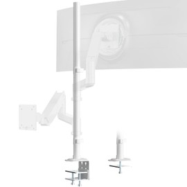 Steel Extra Tall 32 Inch 2-Section Monitor Stand Pole - with Mounting Base, Heavy Duty Center Pole (Supports Up to Max. 88 lbs), 2 Mounting Options, White