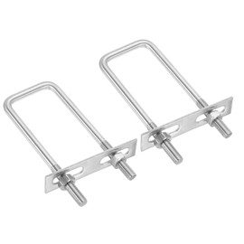 PATIKIL M10x60x150mm Square U-Bolts Kit, 2Set 304 Stainless Steel Square U Shaped Bolts Replacement Parts with Frame Plates and Nuts for Ski Board Sailboat Trailer