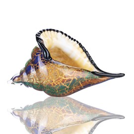 QFkris 8.4" Glass Conch Figurines, Hand Blown Seashell Art Figurine, Crystal Glass Paperweight, Home Decor Collectible Statue Valentines Day Gift