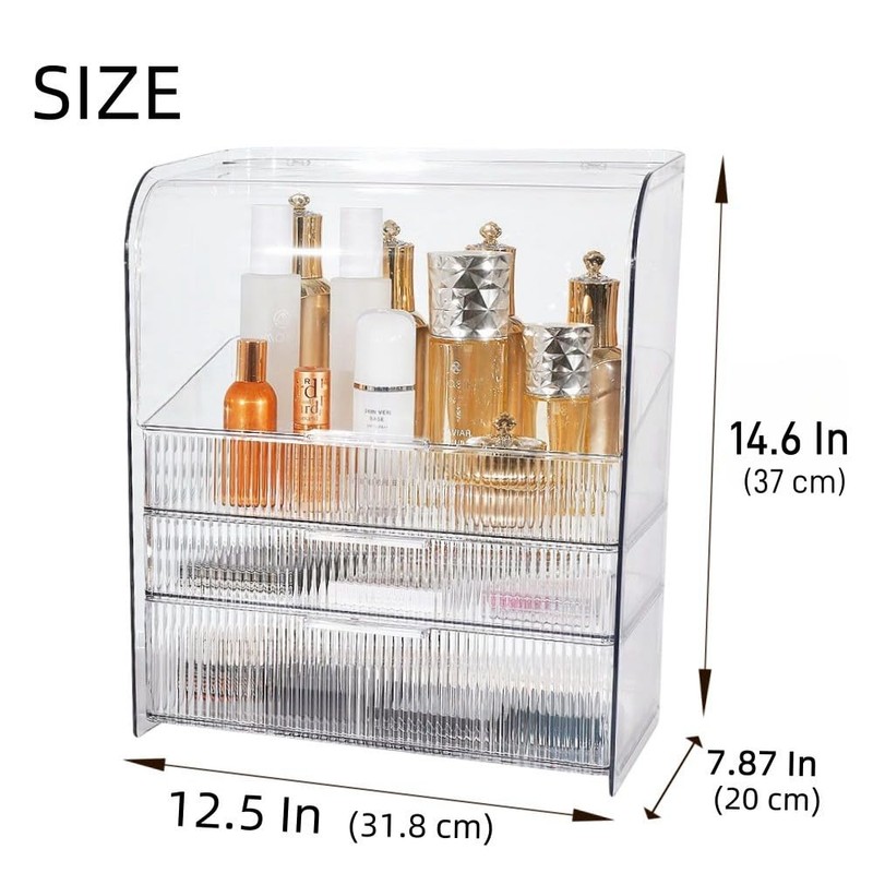 PLINJOY Makeup Storage Organizer Box Large Cosmetic Display Cases Dustproof