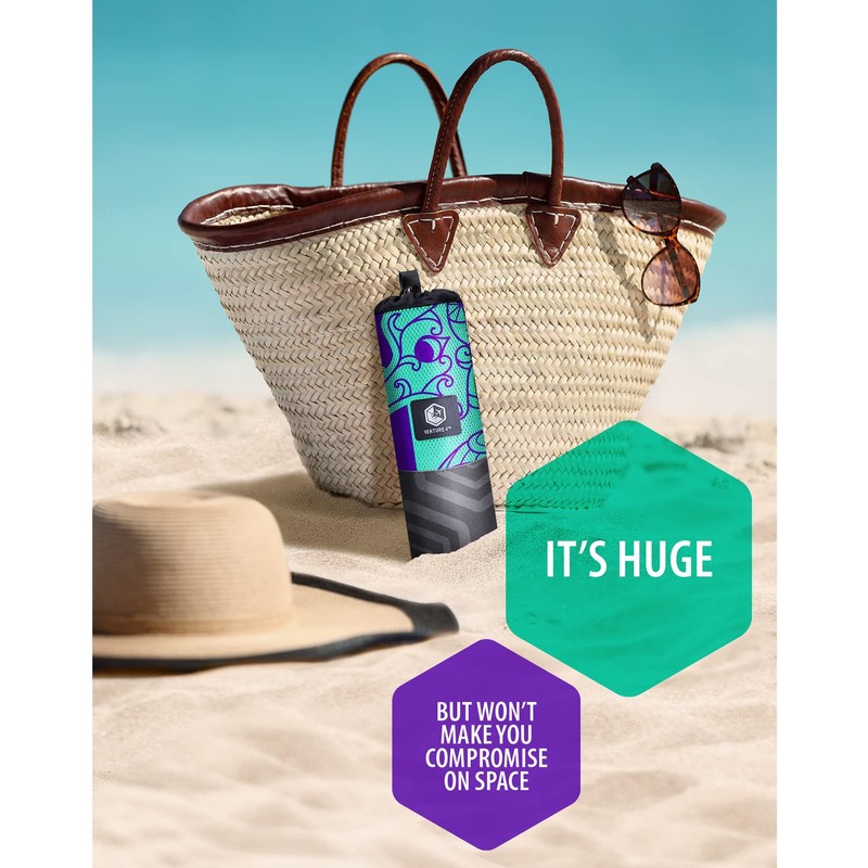 VENTURE 4TH Microfiber Beach Towel: Quick-Dry, Compact, Sand-Free, Absorbent, Sandproof