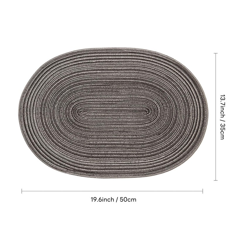 Ryncoco Oval Placemats Cotton Heat Resistant Braided Placemats Washable 13.7x19.6Inch