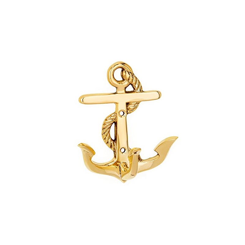NKlaus 11610 Maritime Hook Anchor Triple Brass Gold 9 x