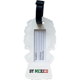 BY MEXICO Identificador de Maleta PVC La Floreada con Flores, 12.5 x 7 x 0.5 cm, Etiqueta para Equipaje con Tarjeta de Datos para Maleta, Mochila, Bolsa de Viaje y Accesorios Personales