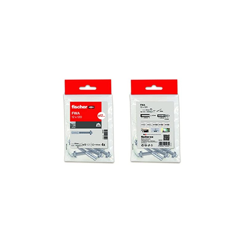 fischer - Metal Wall Plugs for Concrete Expansion Bolts Pack