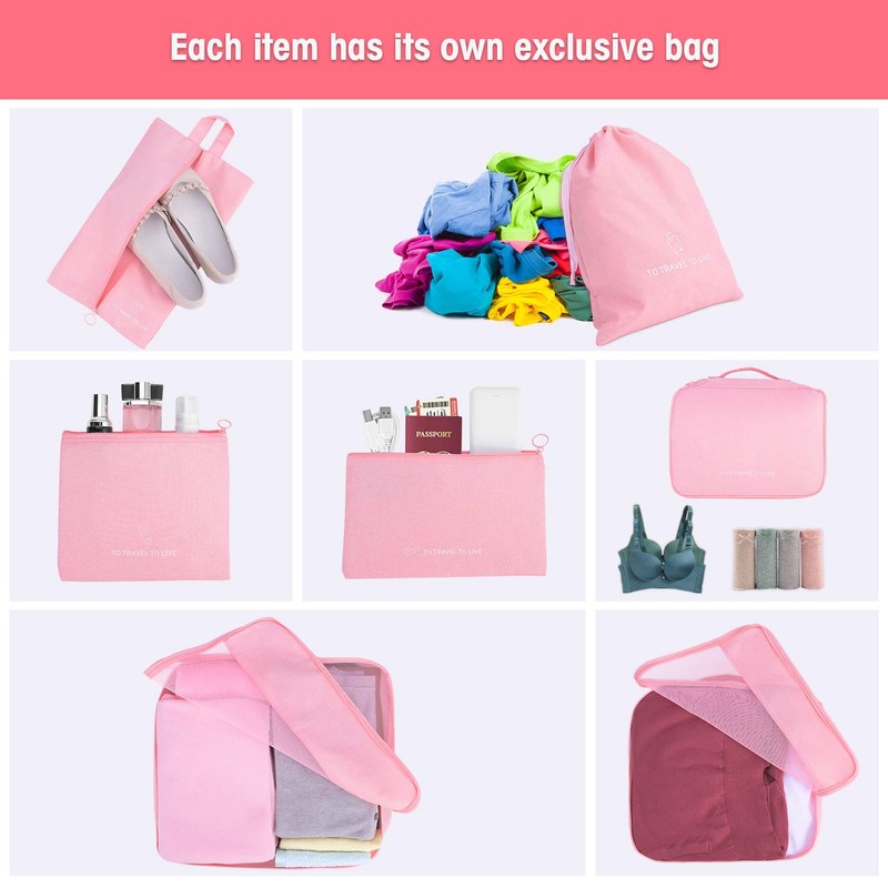 Packing Cubes for Suitcases 7 Set, Luggage Packing Organizers with