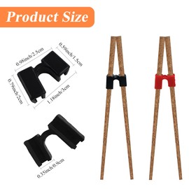 10PCS Reusable Chopstick Helpers, LIOUCBD Plastic Training Chopsticks Hinges Connector, Finger Chopstick Holder for Kids Adults Beginner Trainers Learner(Black, Red)