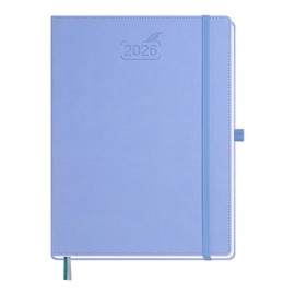 BEZEND Calendar 2026 Book Calendar Approx. A4 28.5 x 21.5 cm Diary 2026 Weekly Calendar 1 Week 2 Pages with Monthly Register Planner & Appointment Calendar A4 with PU Leather Hardcover Cornflower