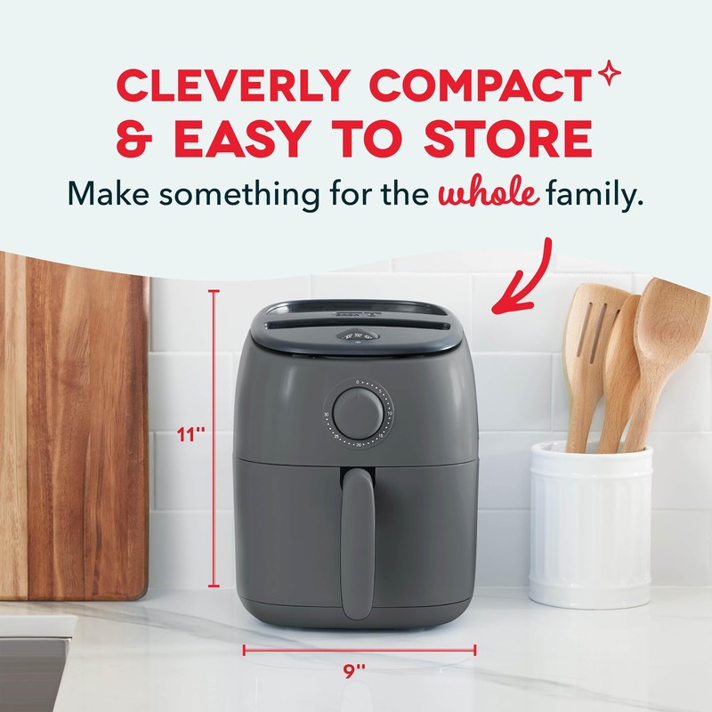 DASH Tasti-Crisp™ Electric Air Fryer Oven, 2.6 Qt., Grey –