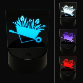 Sniggle Sloth Darling Wheelbarrow Spring Summer Flowers Gardening 3D Illusion LED Night Light Sign Nightstand Desk Lamp