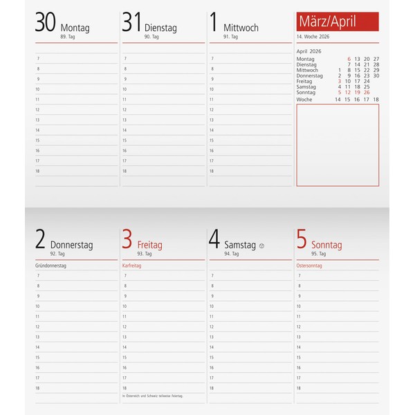 rido/idé Wochen-Ersatzkalendarium TM 17/contacter 2026 | 153×87 mm, Karton, weiß