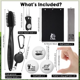 Soulchen 16 Pcs Golf Gifts for Dad Golf Club Cleaning Kit Microfiber Golf Towel Golf Balls Cleaning Brush Divot Repair Tool Tees by Golf Accessories Kit for Father's Day Retirement Gifts
