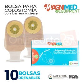 Bolsa Colostomia Drenable Barrera Y Cierre Para Adulto 10 Pz