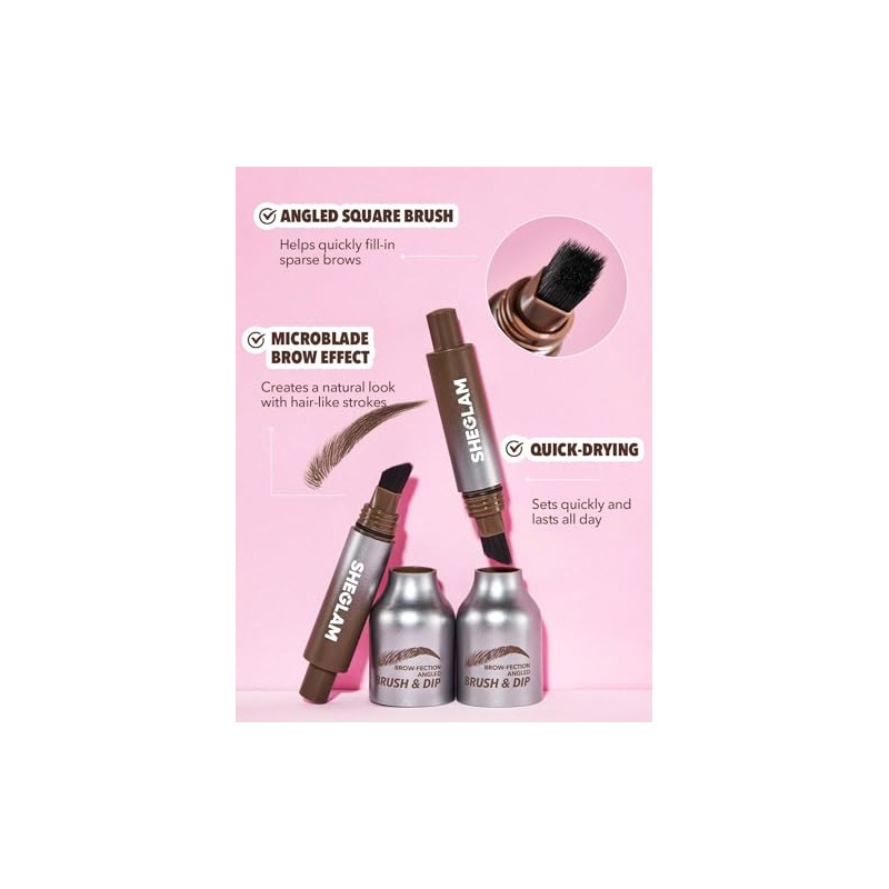 SHEGLAM Brocha y Dip en ángulo para fección de cejas-Espresso