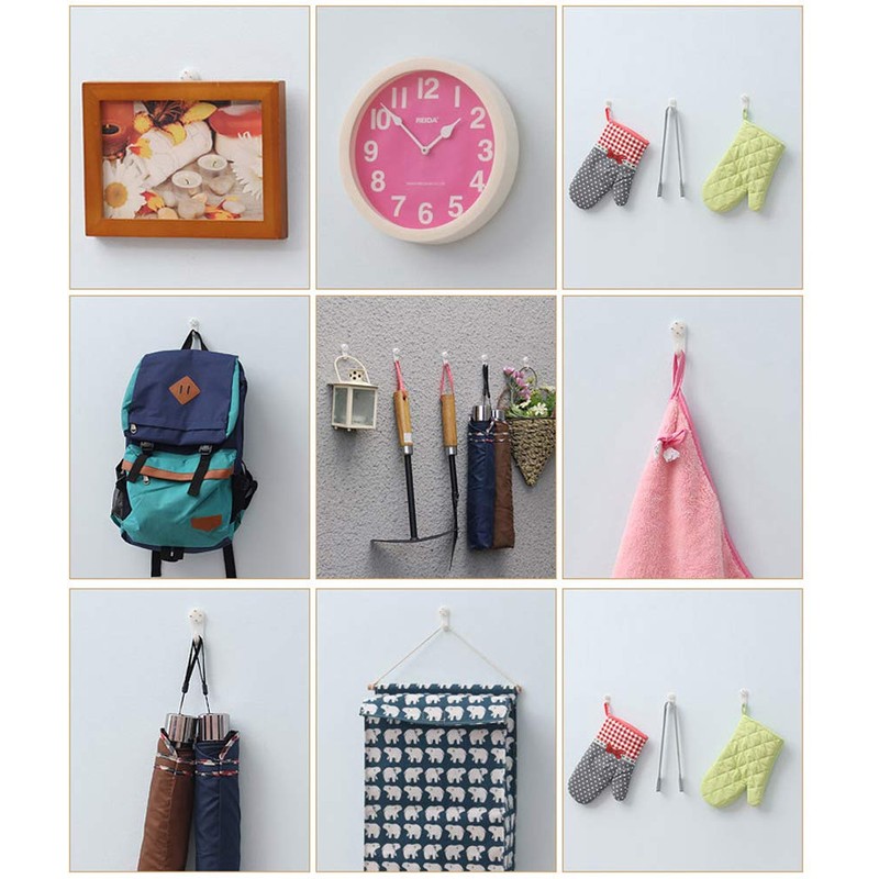 20PCS White Non-Trace Wall Picture Hook Concrete Hard Wall Drywall