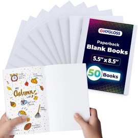Hygloss Blank Books 5.5 x 8.5 Inches - 50 Pack – White Color Paperback for Drawing & Writing – Empty Books for Journaling, Sketching or Arts & Craft