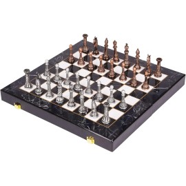 Unbranded Vintage Chess Set Marble Folding Chess Board With Storage and Pieces Game Set