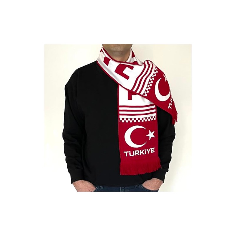 Taraftar 7/24 Türkiye Scarf for Football Fans, Red and white