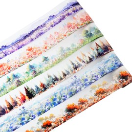 MiyouLuna 6Pcs Floral Theme PET Tapes, Aesthetic Nature Tapes for Journaling, Scrapbook Supplies, and Junk Journal Ephemera, with Decorative Clip