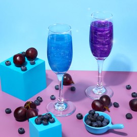 Cotton Candy Glitter Drink Bombs, 4 pc Purple Grape Flavor & Blue Blueberry Flavor, Edible Glitter for Drinks Cocktails Sparkling Beverages, Birthday Party Decoration Supplies